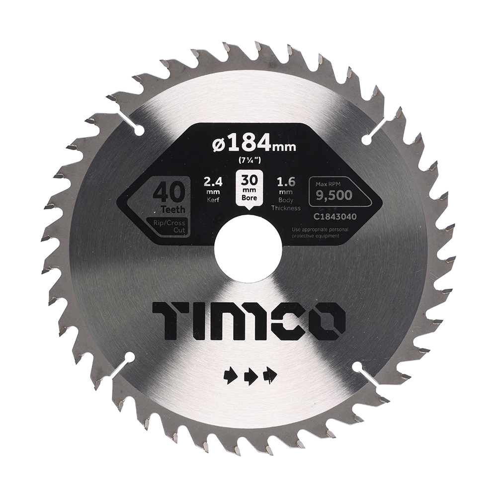 Circular Saw Blade - Trimming/Crosscut - Medium/Fine - 184 x 30 x 40T (Pack 1)