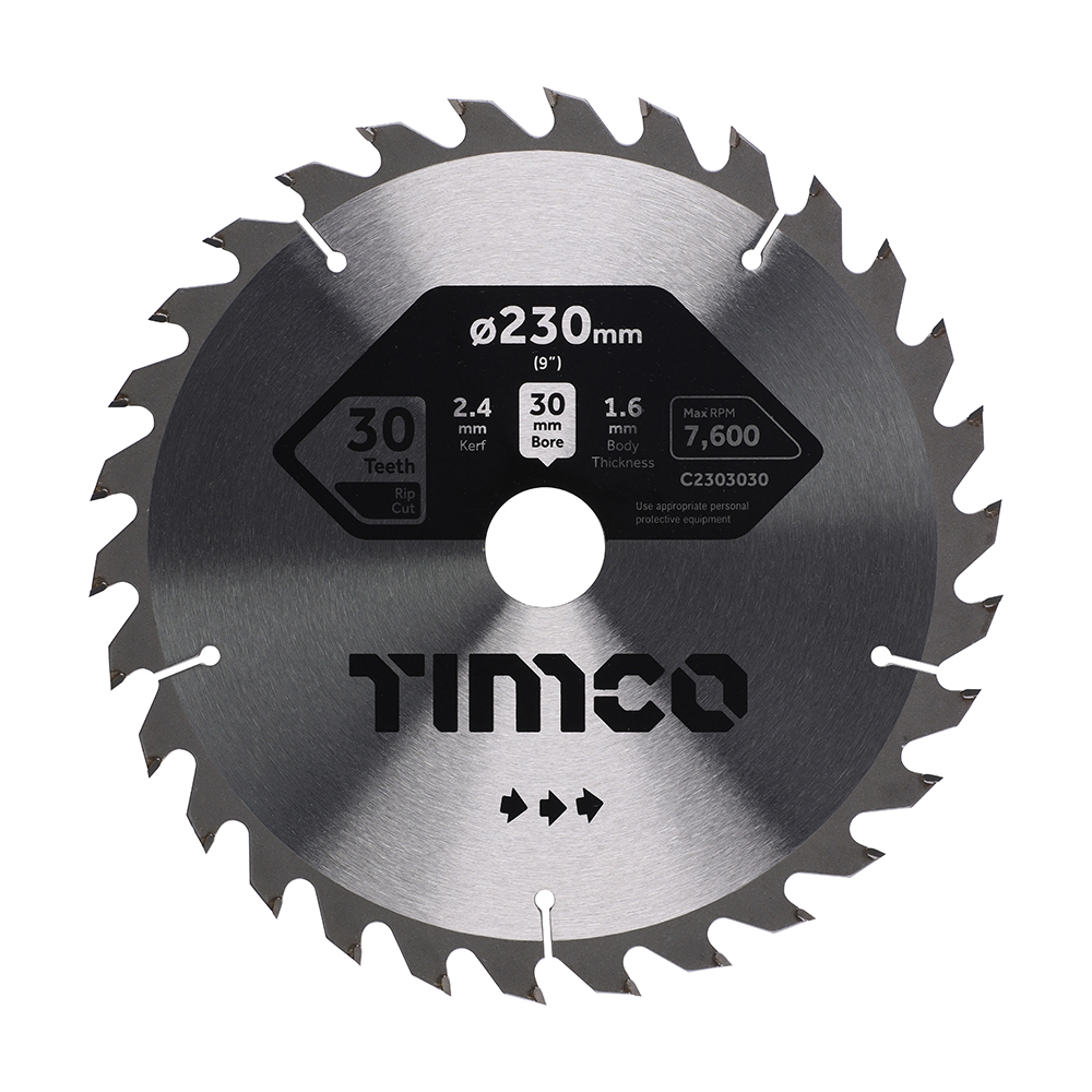 Circular Saw Blade - General Purpose - Coarse/Medium - 230 x 30 x 30T (Pack 1)