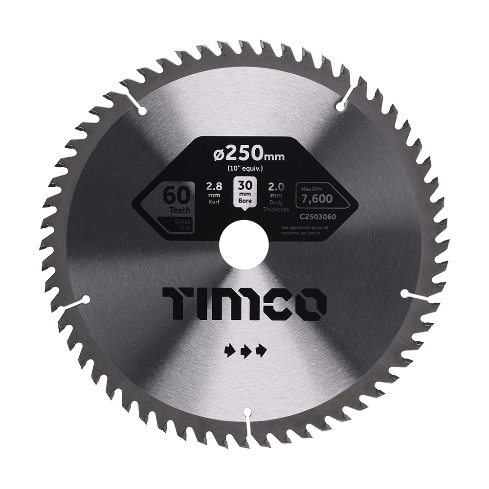 Circular Saw Blade - Trimming/Crosscut - Medium/Fine - 250 x 30 x 60T (Pack 1)