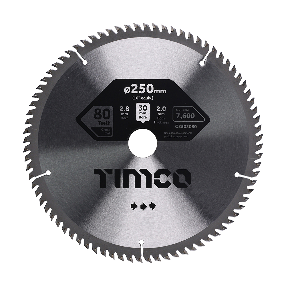 Circular Saw Blade - Fine Trim/Finishing - Extra Fine - 250 x 30 x 80T (Pack 1)