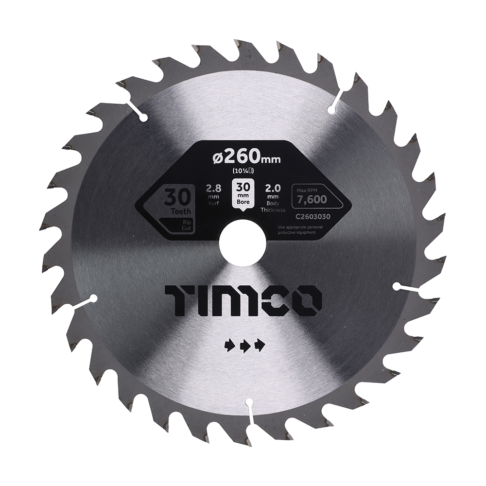 Circular Saw Blade - General Purpose - Coarse/Medium - 260 x 30 x 30T (Pack 1)