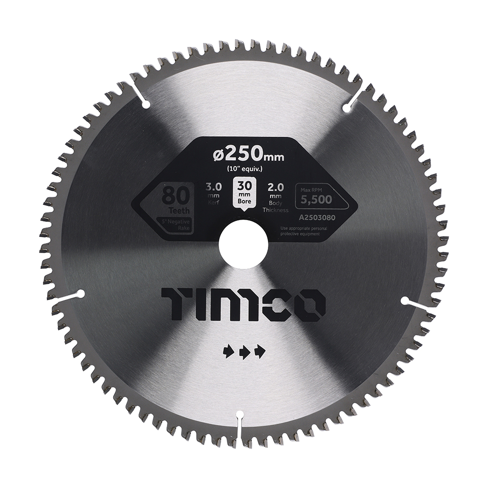 [A2503080] -5° Circular Saw Blade - 250 x 30 x 80T (Pack 1)