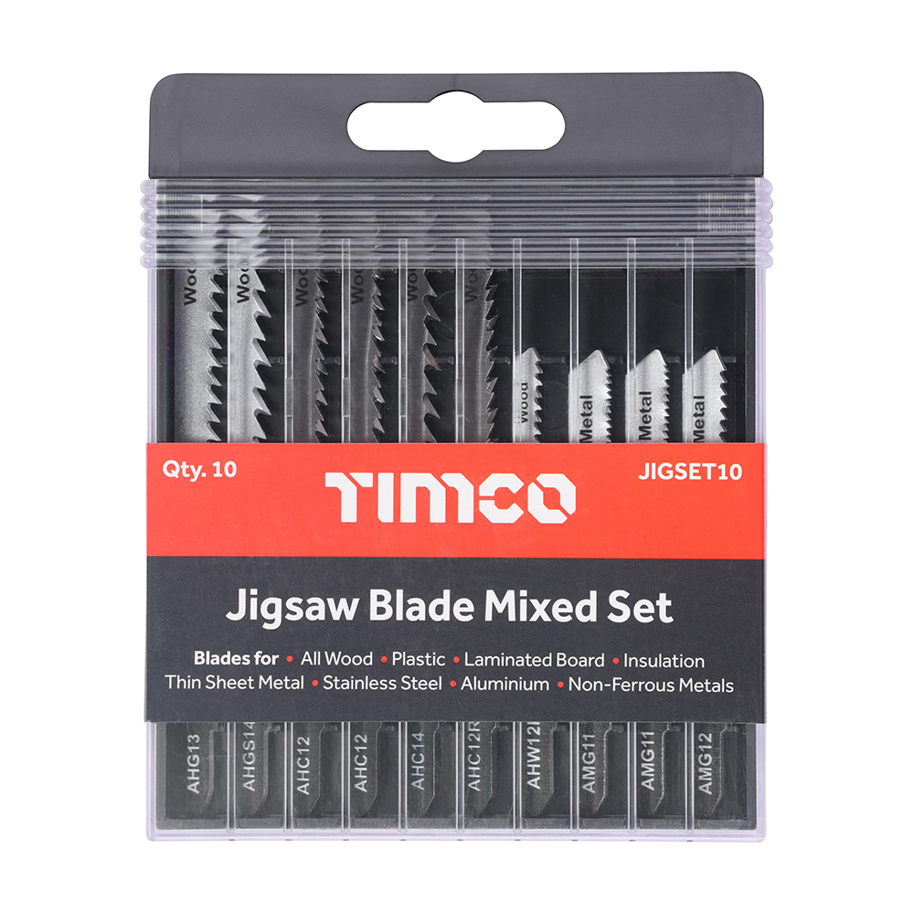 [JIGSET10] Mixed Jigsaw Set - Wood & Metal Cutting - High Carbon Steel & HSS Blades (Pack 10)