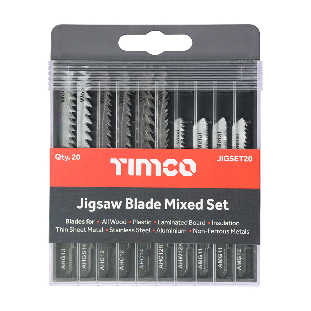 [JIGSET20] Mixed Jigsaw Set - Wood & Metal Cutting - High Carbon Steel & HSS Blades (Pack 20)