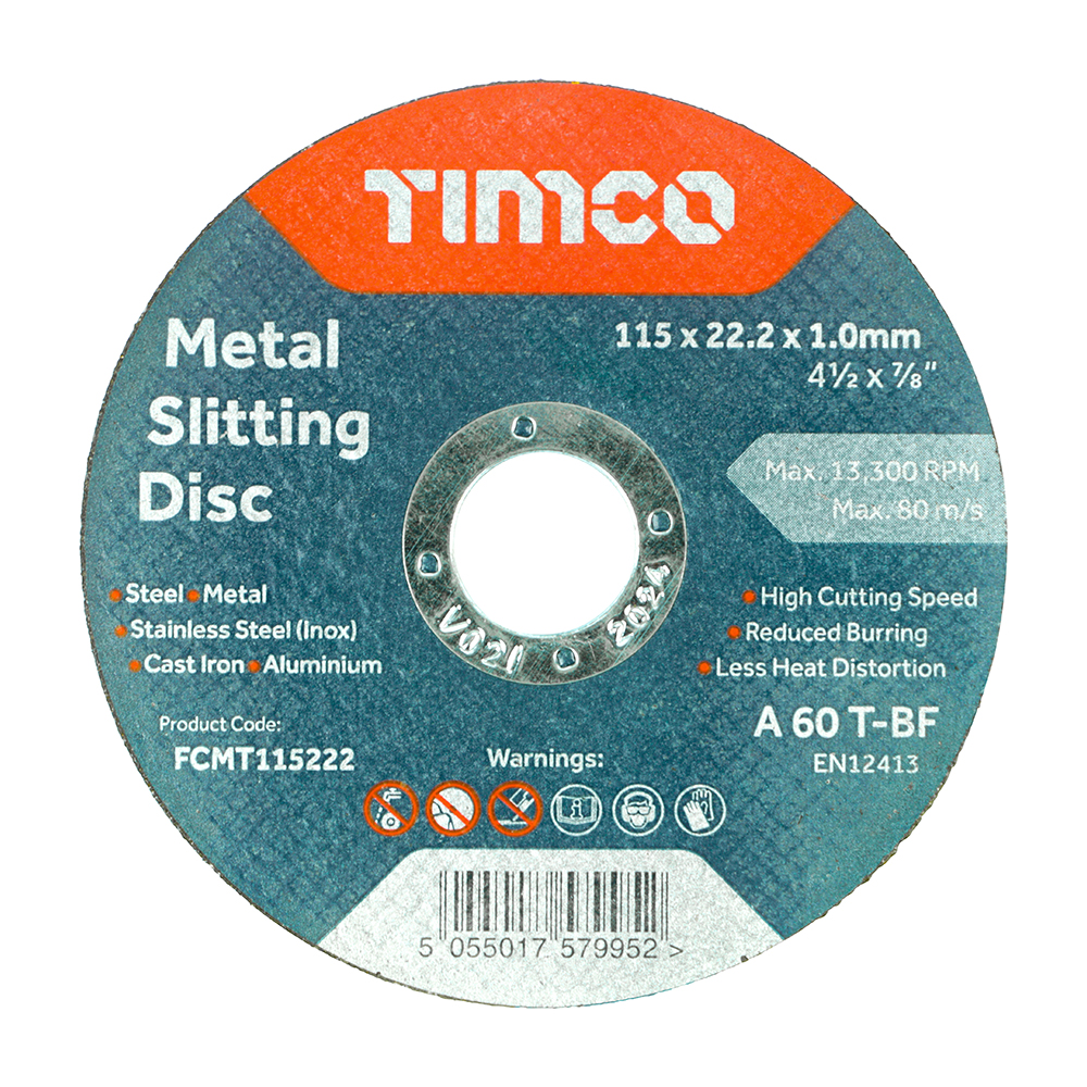 Bonded Abrasive Disc - For Cutting - 115 x 22.2 x 1.0 (Pack 25)