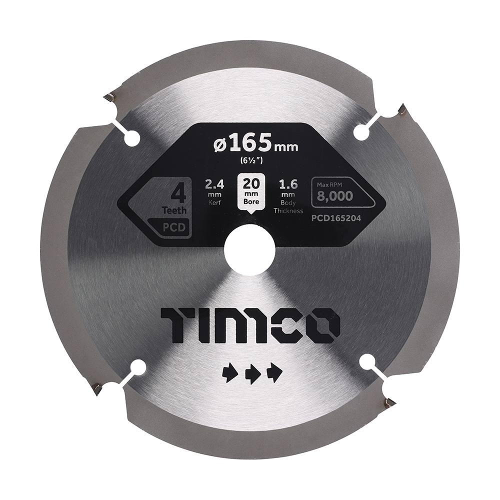 PCD Fibre Cement Saw Blade - 165 x 20 x 4T (Pack 1)