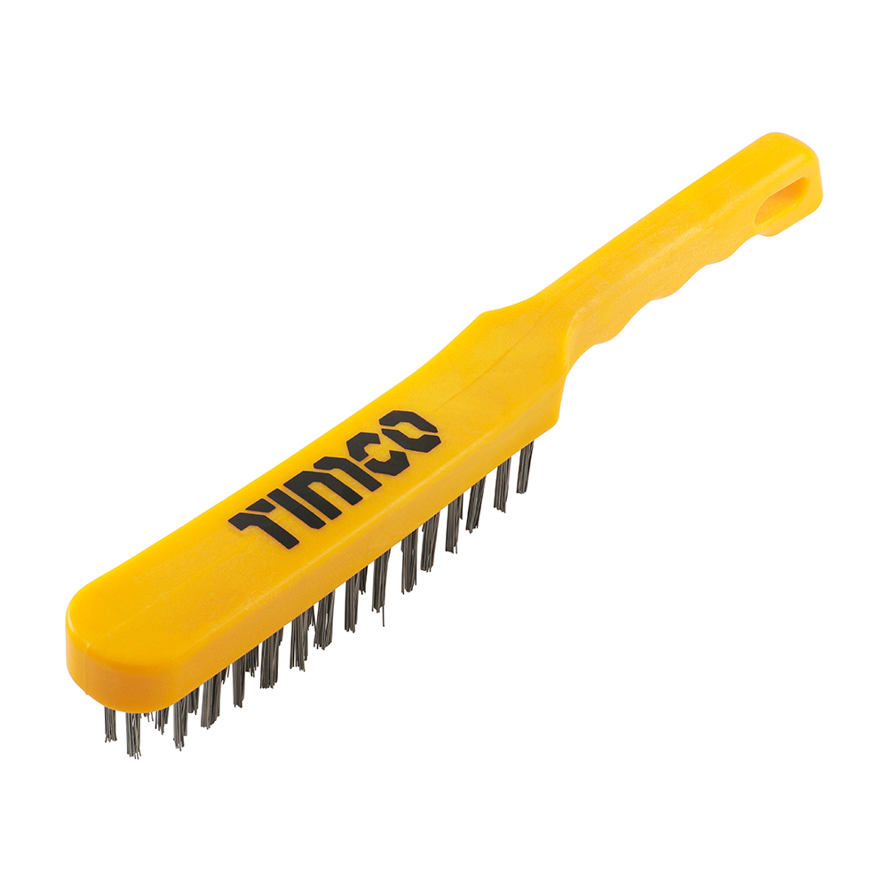 Plastic Handle Scratch Brush - Steel - 4 Rows (Pack 1)