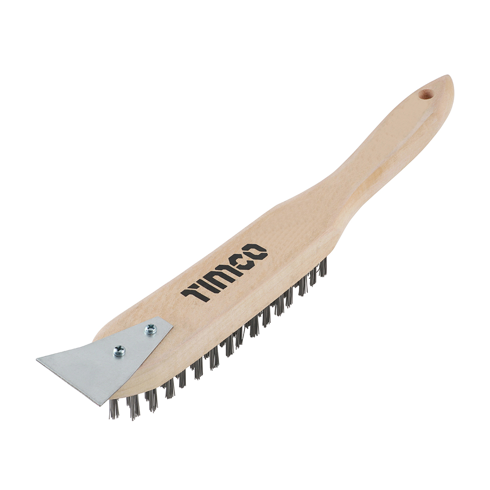 Scratch Brush with Scraper - Stainless Steel - 4 Rows (Pack 1)