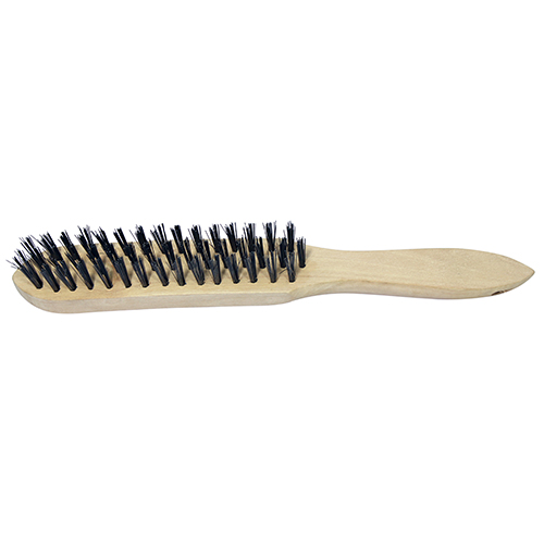 Wooden Handle Scratch Brush - Stainless Steel - 3 Rows (Pack 1)